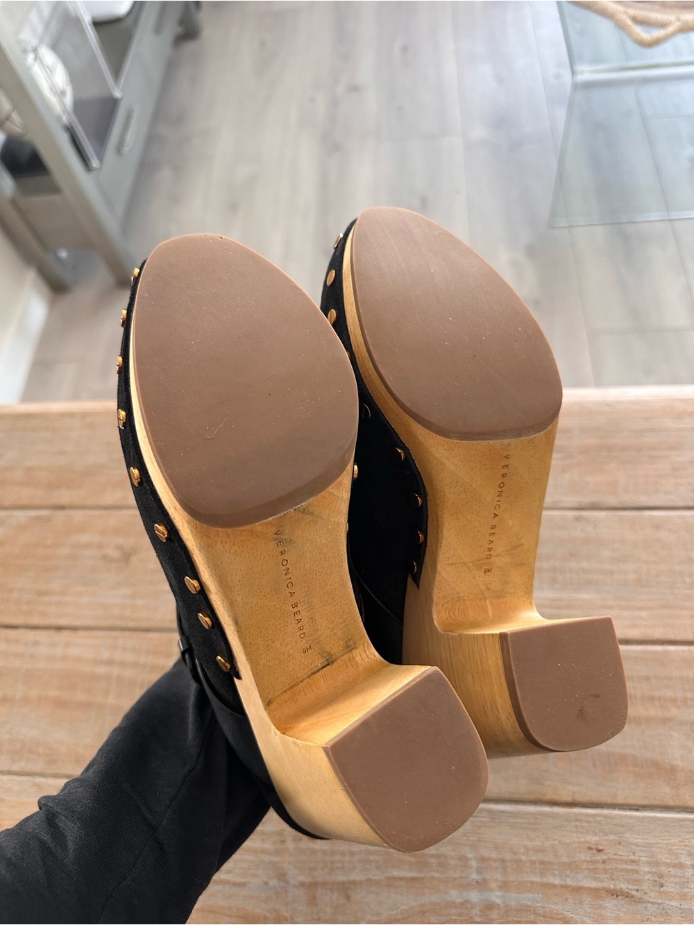 Veronica Beard Dacey Black Suede Buckle Mule Clogs - Picture 3 of 3